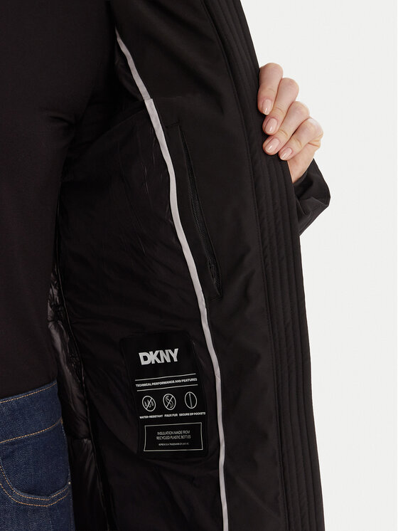 DKNY DKNY Płaszcz zimowy DLEMPP55 Czarny Regular Fit