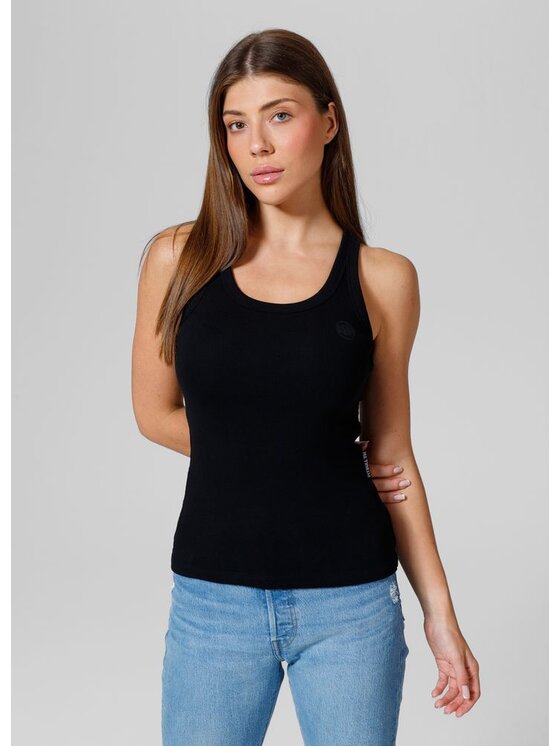 PITBULL PITBULL Tank top Tank Top damski Rib Layla S Czarny Regular Fit
