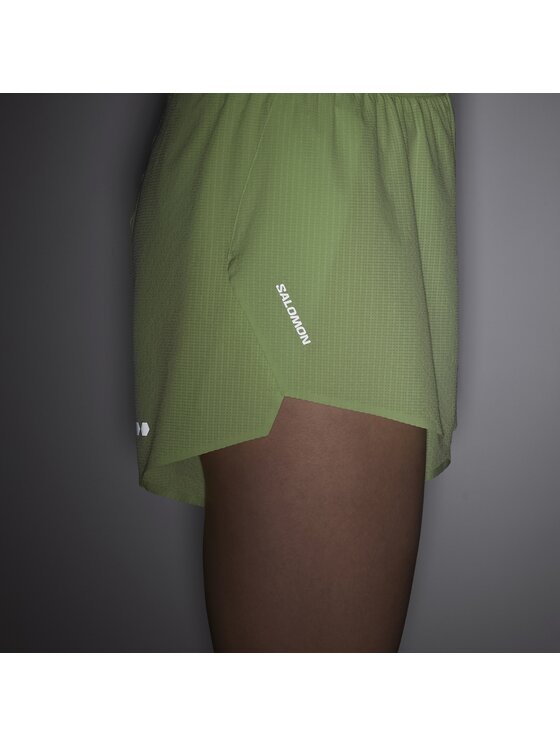 Salomon Salomon Szorty sportowe SENSE AERO SPLIT 3" W Zielony jasny Slim Fit