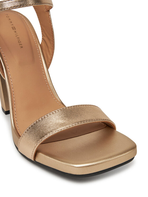 Tommy Hilfiger Tommy Hilfiger Basutės High Heel Golden Leather Sandal FW0FW08674 Auksinė