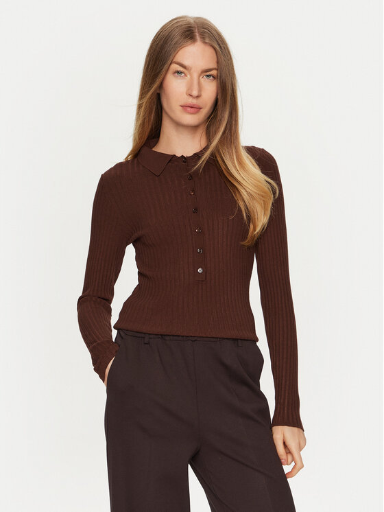 ViCOLO ViCOLO Svetr 22095S Hnědá Slim Fit