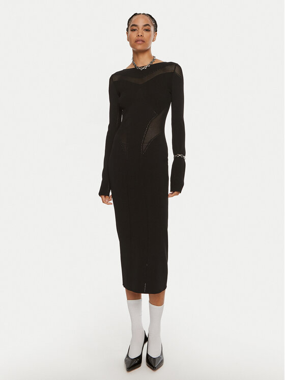 Patrizia Pepe Patrizia Pepe Rochie tricotată 8A1348 K195 K103 Negru Slim Fit