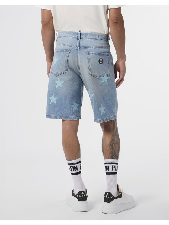 PHILIPP PLEIN PHILIPP PLEIN Szorty jeansowe 30265 Niebieski Regular Fit