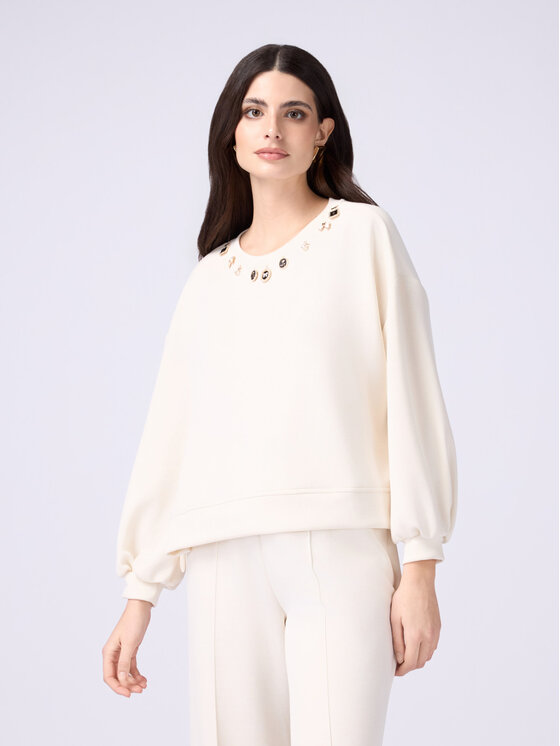 Oltre Oltre Felpa G940J004105N021 Bianco Boxy Fit
