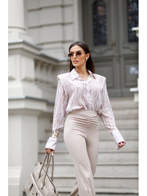 LilaLou LilaLou Koszula Camilla Beżowy Regular Fit