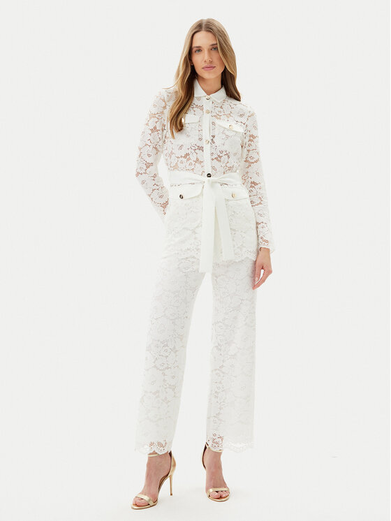 ARTIGLI ARTIGLI Kalhoty z materiálu ACPA000739 Bílá Regular Fit