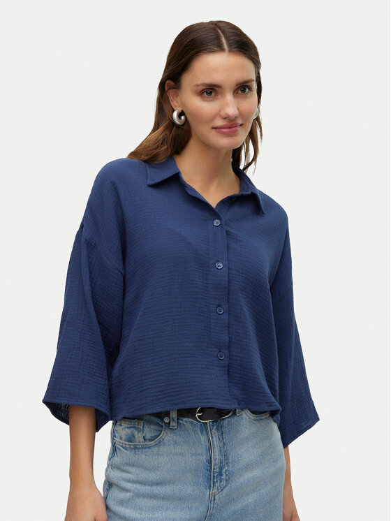 Vero Moda Vero Moda Koszula Natali 10279685 Granatowy Standard Fit