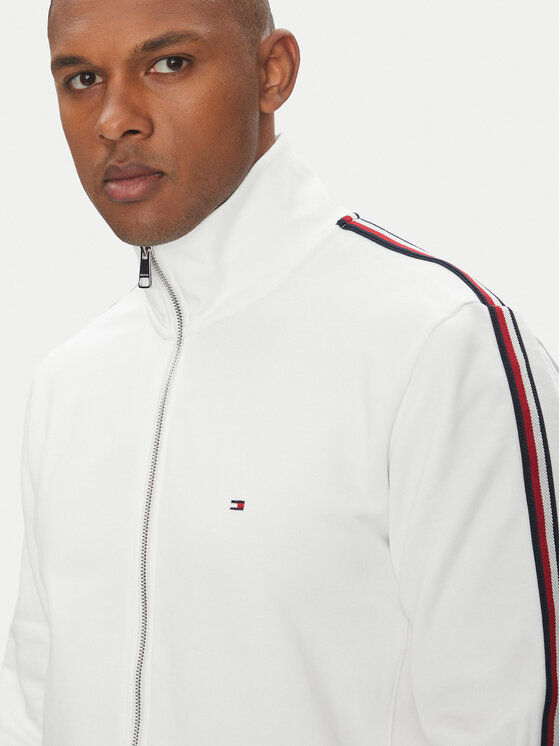 Tommy Hilfiger Tommy Hilfiger Džemperis ar kapuci Global Stripe MW0MW38686 Balts Regular Fit