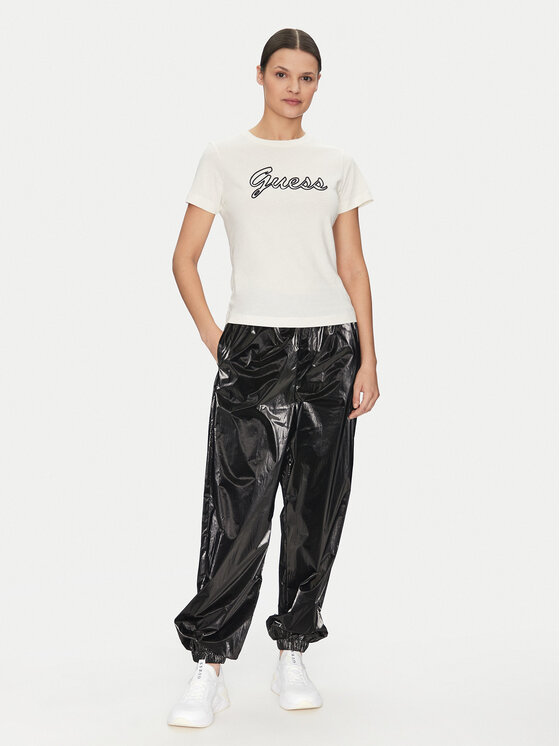Guess Guess Marškinėliai V5GI02 K9RM1 Écru Slim Fit