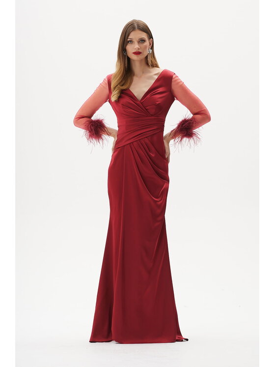 Castellani Castellani Sukienka Cande Bordowy Regular Fit