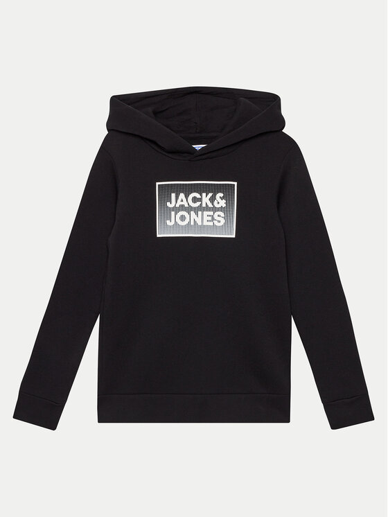 Jack&Jones Junior Džemperis ar kapuci Steel 12249653 Melns Regular Fit