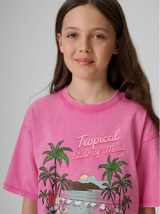 4F 4F T-Shirt SUMMER SPLASH Różowy Loose Fit