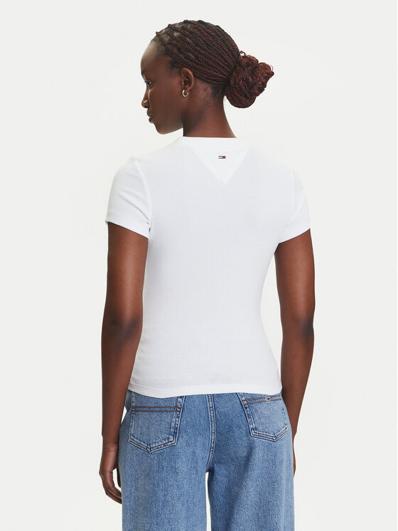 Tommy Jeans Tommy Jeans T-Shirt Script Label DW0DW21402 Biały Slim Fit