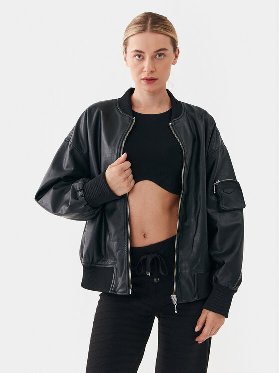 ONLY Geacă din imitație de piele 15294104 Negru Regular Fit
