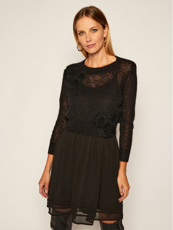 TWINSET TWINSET Komplektas: vasarinė suknelė ir megztinis 202TP3262 Juoda Regular Fit