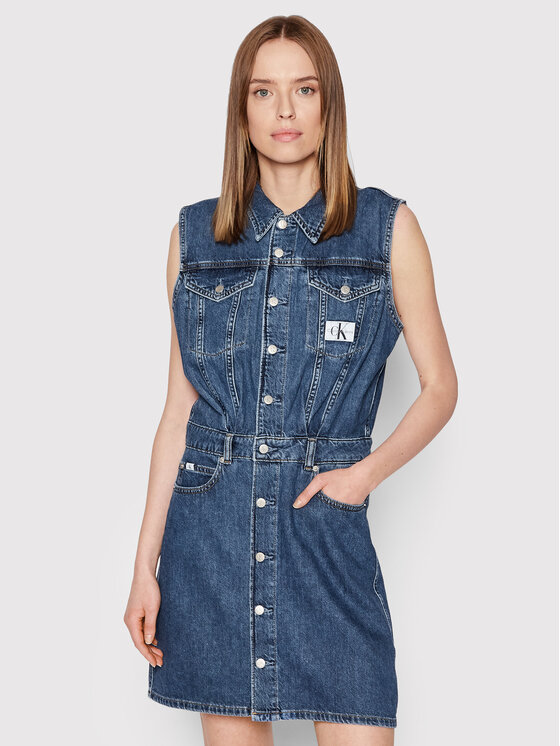 Calvin Klein Jeans Calvin Klein Jeans Дънкова рокля J20J218479 Тъмносин Regular Fit
