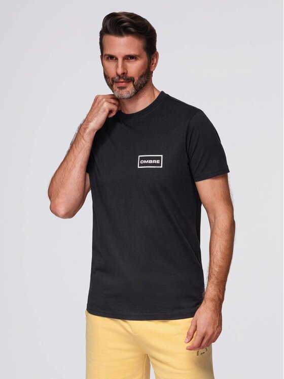 Ombre Ombre T-Shirt OM-TSPT-0231 Czarny Regular Fit