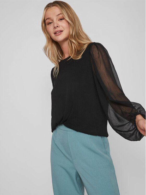 Vila Vila Bluse Falia 14084606 Schwarz Regular Fit