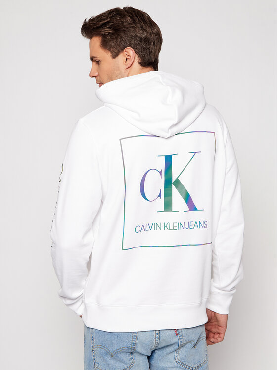 Calvin Klein Jeans Felpa J30J318017 Bianco Regular Fit • Modivo.it