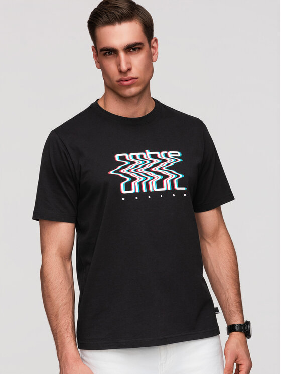 Ombre Ombre T-Shirt OM-TSPT-0286 Czarny Regular Fit