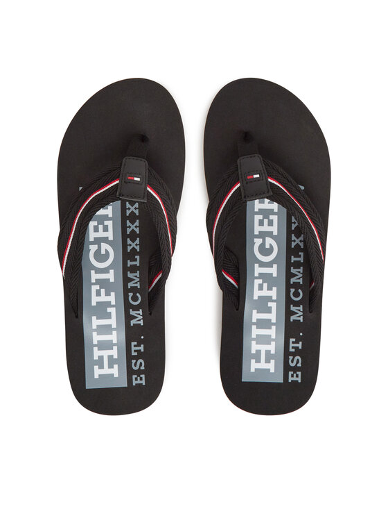 Flip flop Tommy Hilfiger Corporate Hilfiger Beach FM0FM05436 Negru