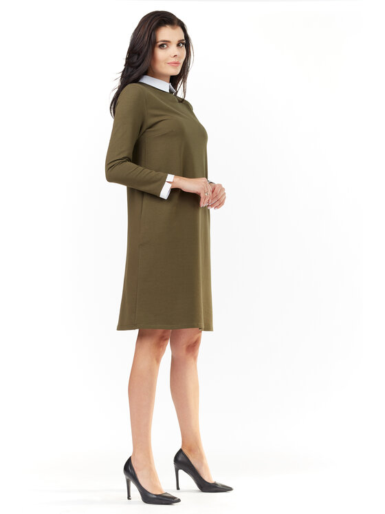 Awama Awama Sukienka dzianinowa A204 Khaki