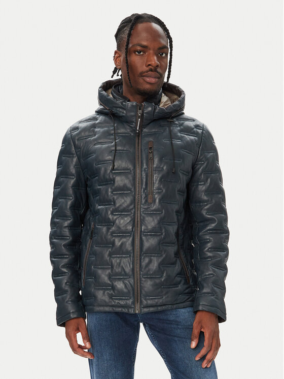 Milestone Milestone Шкіряна куртка MSTamino 631019 60305 Cиній Regular Fit