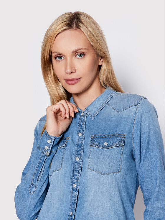 Guess Guess Marškiniai W2GH75 D4NA1 Mėlyna Slim Fit