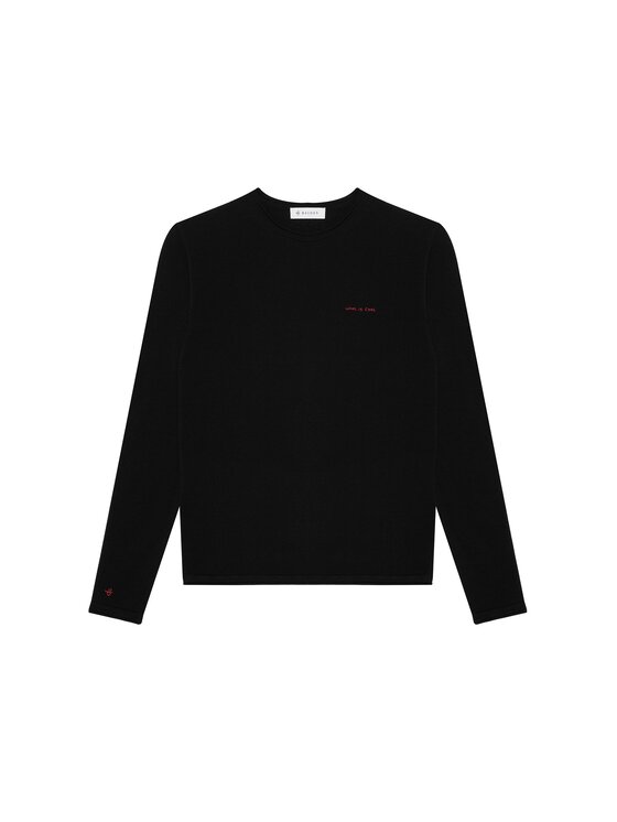 B SIDES B SIDES Bluzka MERINO Czarny Relaxed Fit