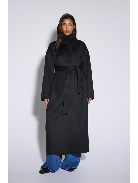 Estro Estro Płaszcz wełniany ER00120605 Czarny Loose Fit