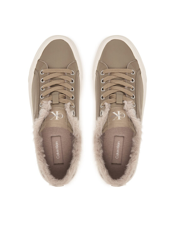 Calvin Klein Calvin Klein Tenisice Vulc Flatf Laceup Lth Fur HW0HW03235 Bež