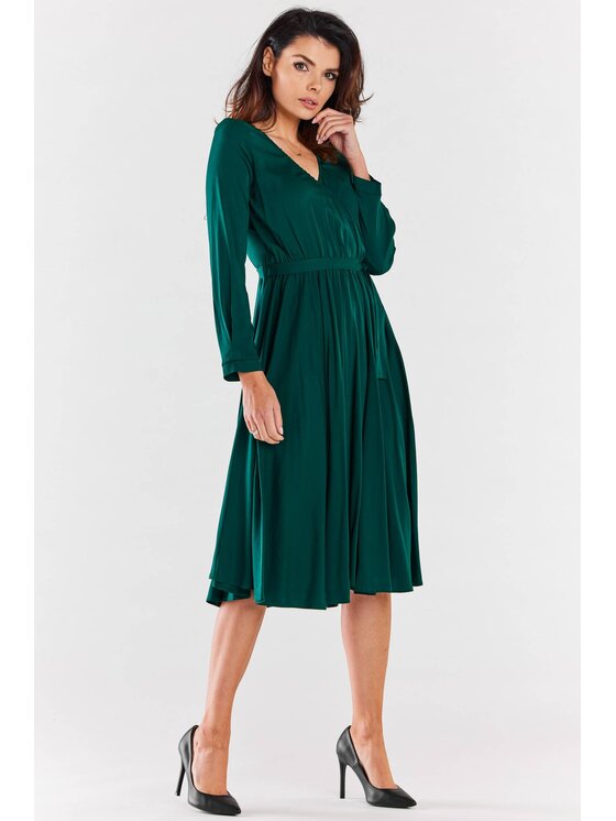 Awama Awama Letní šaty A471 Zelená Basic Fit