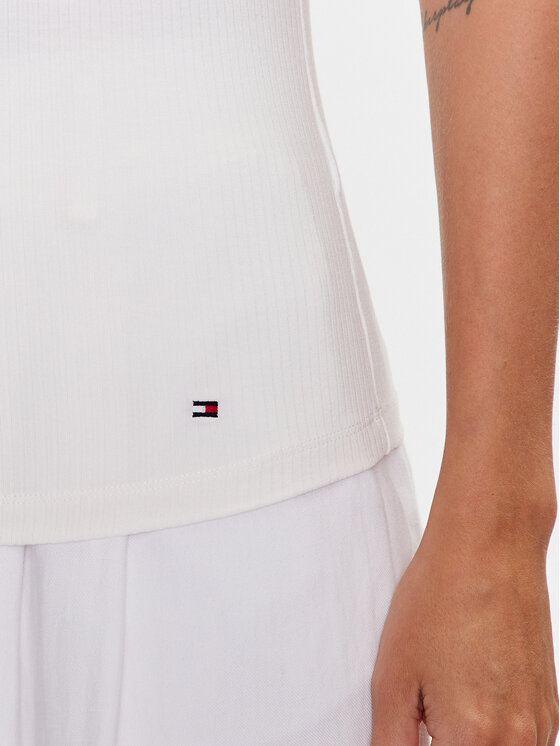 Tommy Hilfiger Tommy Hilfiger Top WW0WW38635 Biały Slim Fit