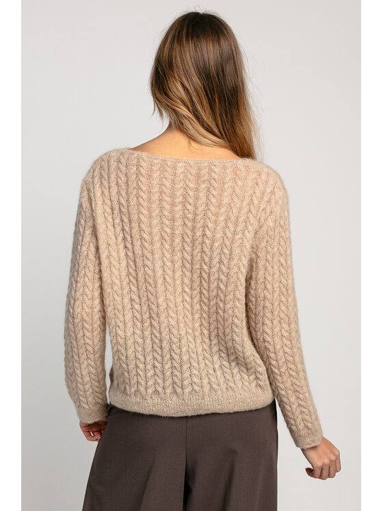 Fobya Fobya Sweter F1981 Beżowy Basic Fit