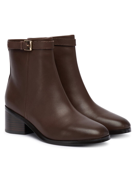 Tommy Hilfiger Tommy Hilfiger Škornji Th Buckle Riding Mid Heel Bootie FW0FW08859 Rjava