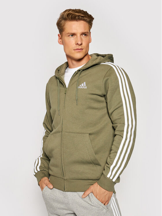 Bluza męska adidas Essentials Full-Zip Hoodie khaki GK9052 | | - Zoltan  Sport