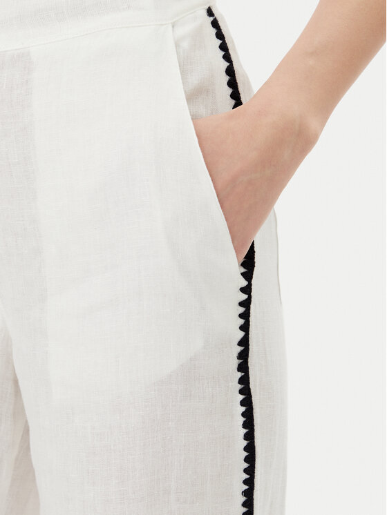 ICONA ICONA Szövet nadrág RP5LE005 Fehér Relaxed Fit