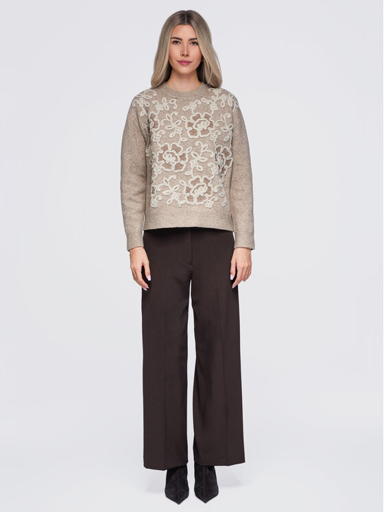 Ombre Ombre Sweter OW-SW-E0036 Beżowy Regular Fit