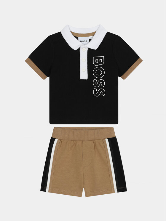 BOSS Boss Komplekti kuuluvad polo särk ja šortsid J50785 Must Regular Fit