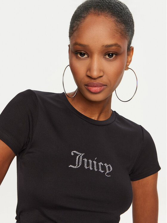 Juicy Couture Juicy Couture T-Shirt Dot Ruched JCWCT24311 Czarny Slim Fit