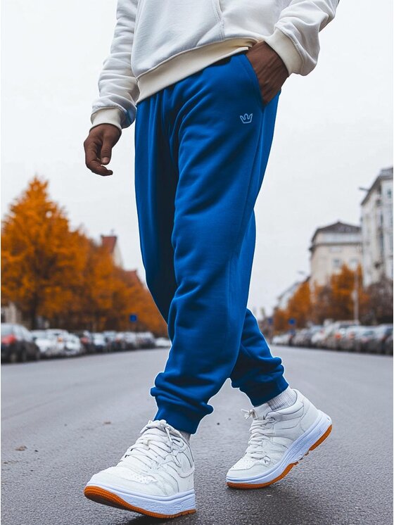 Jigga Wear Jigga Wear Spodnie dresowe Spodnie Dresowe Męskie Ciemne Niebieskie Jigga Wear Simple Crown M Niebieski Regular Fit