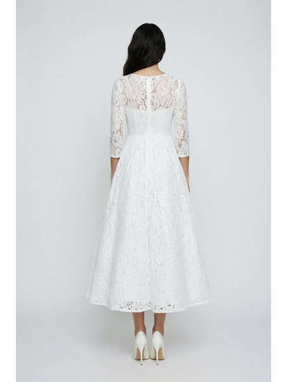 MATSOUR'I MATSOUR'I Sukienka elegancka Vicktoria White Biały A-Line Fit