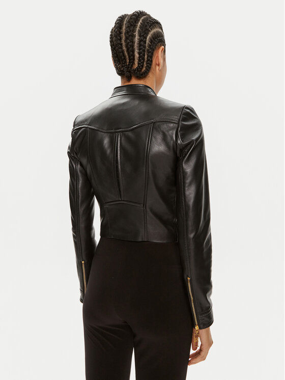 Elisabetta Franchi Elisabetta Franchi Μπουφάν δερμάτινο GD-43Z-46E2 Μαύρο Regular Fit