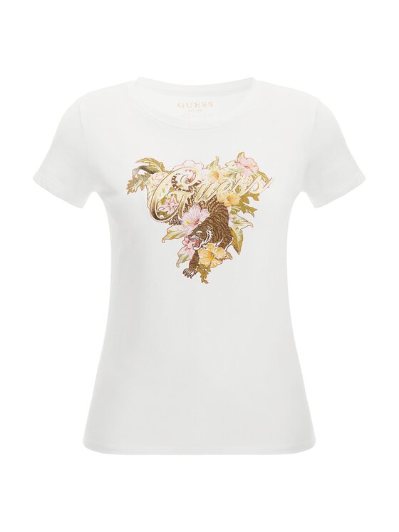 T-shirt Hibiscus Logo W3GI11 KA0Q1 Bianco Slim Fit...