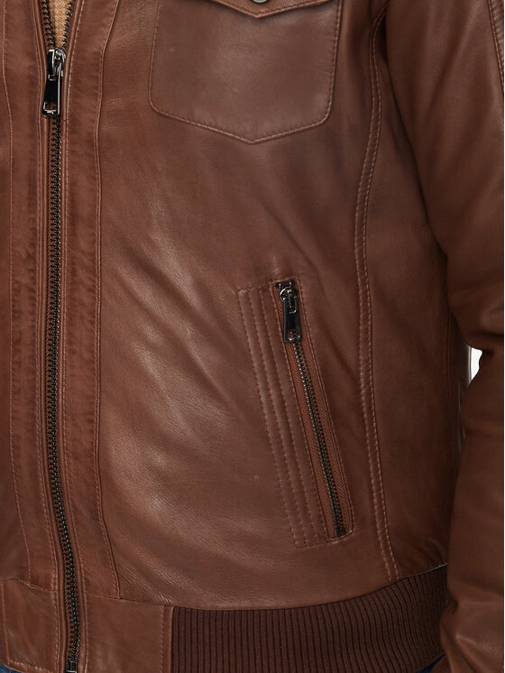 Serge Pariente Serge Pariente Giacca di pelle Tornade Marrone Regular Fit