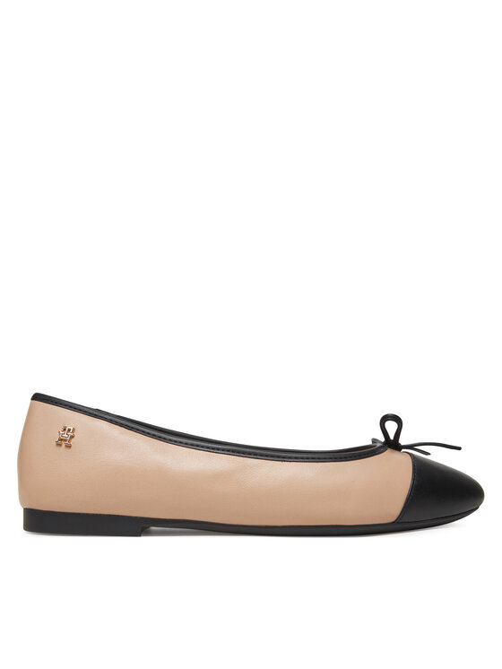 Tommy Hilfiger Tommy Hilfiger Balerina Toe Cap Leather Ballerina FW0FW08759 Ekru