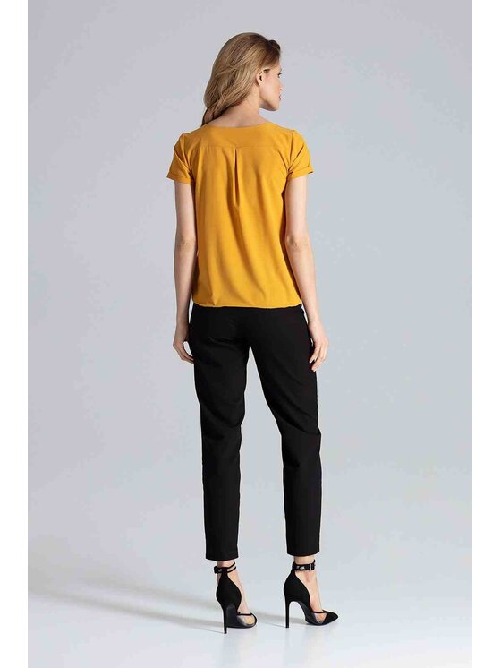 FIGL FIGL Bluzka M665 Żółty Regular Fit