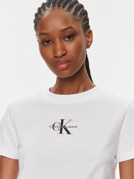 Calvin Klein Jeans Calvin Klein Jeans T-Shirt Monologo Baby Tee J20J223113 Bílá Slim Fit
