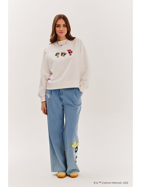 NAOKO NAOKO Bluza Powerpuff Girls Beżowy Regular Fit