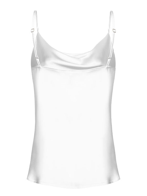 Cat&Cat Cat&Cat Top jedwabny z dekoltem woda Biały Regular Fit